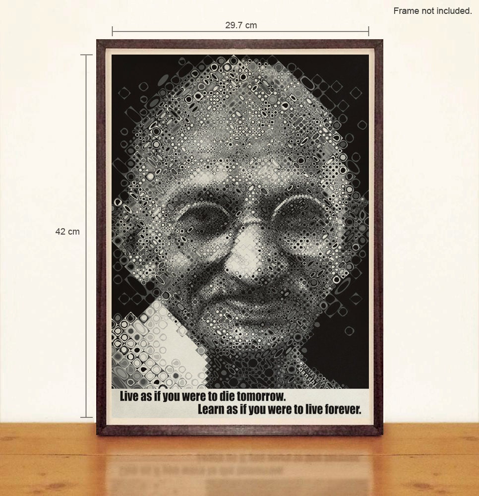 Mahatma Gandhi A3 Poster - Chuck Close Inspired