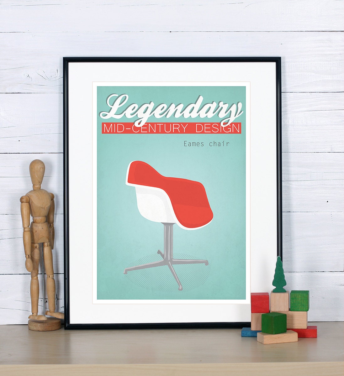 Retro poster, Eames chair, legendary mid-century, Scandinavian design, retro print, Nordic vintage poster, wall hanging, Scandinavian poster