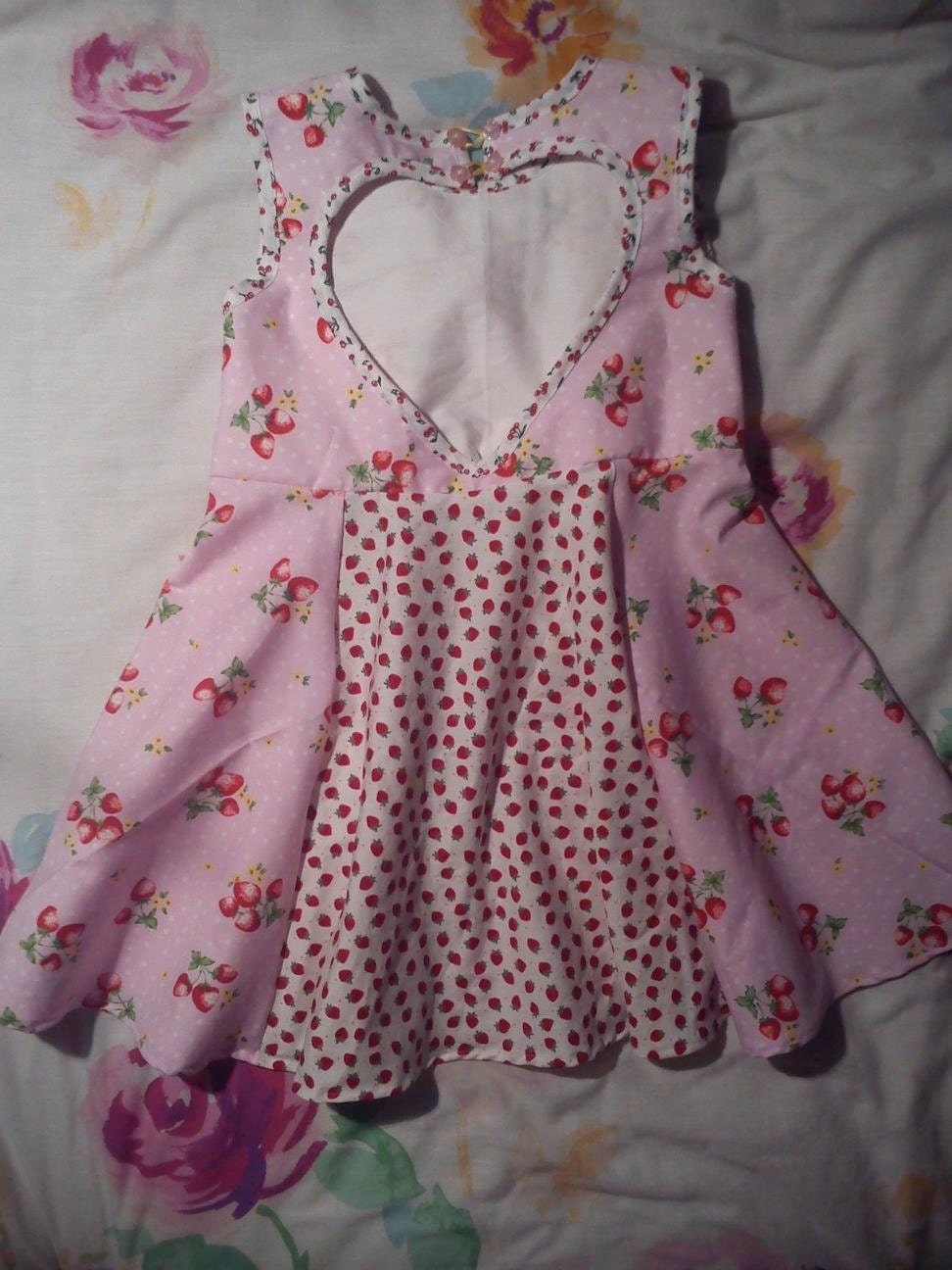 Made to order girls dress with heart cutout back