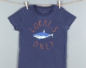 Shark Shirt - Kid's Shark Tshirt- Locals Only Shark Tee-Funny Great White Shark Children's T Shirt- Makes a Great Birthday Gift