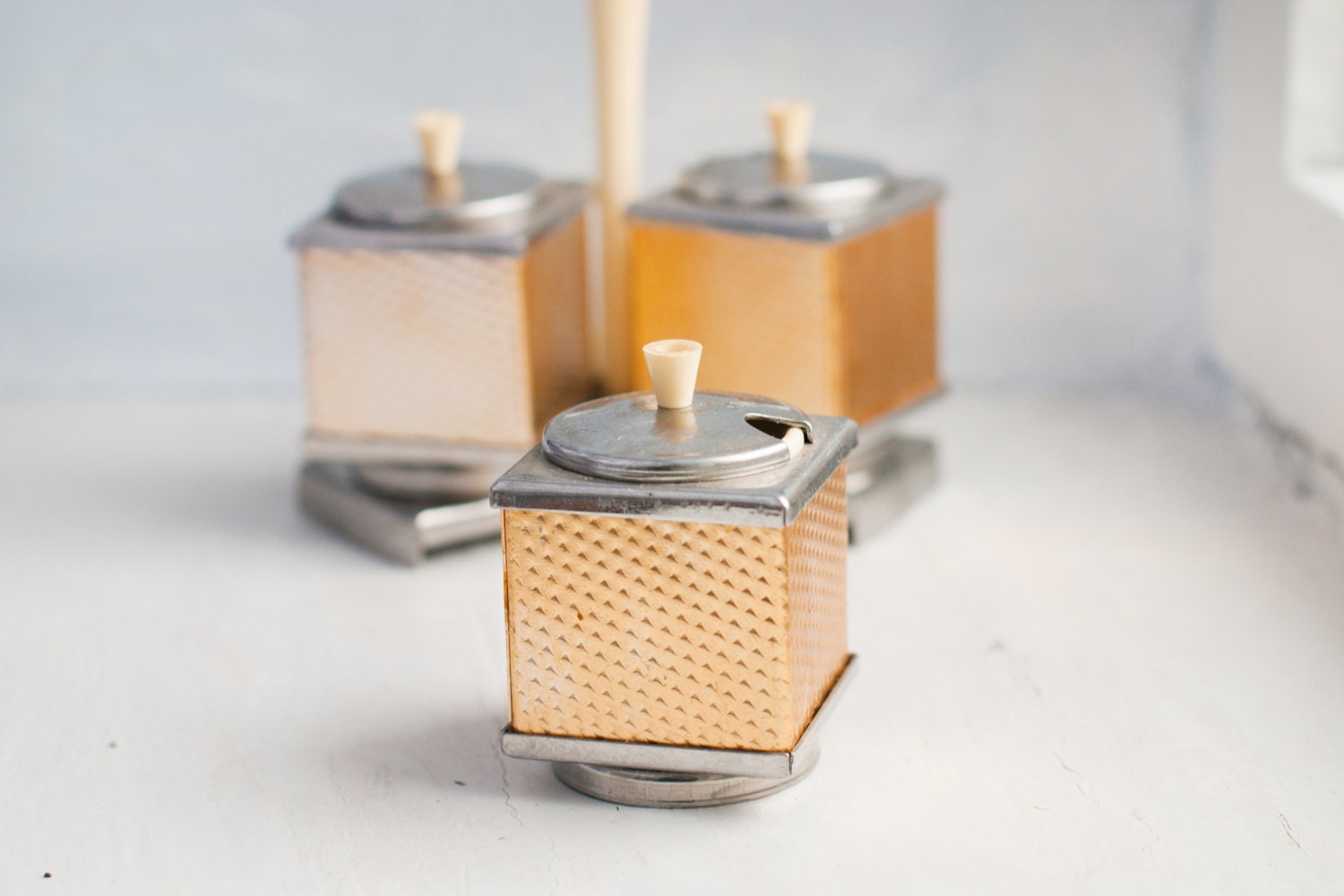 Vintage Tableware Set - Salt and Pepper Shakers - Vintage Serving Set - Vintage Kitchen Set - Home Decor - Brown Yellow - Collectible