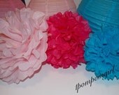 Carnival Fun  20 Tissue Paper Pom Pom/Decorated Paper lanterns (you choose your colors) birthday wedding bridal shower baby shower