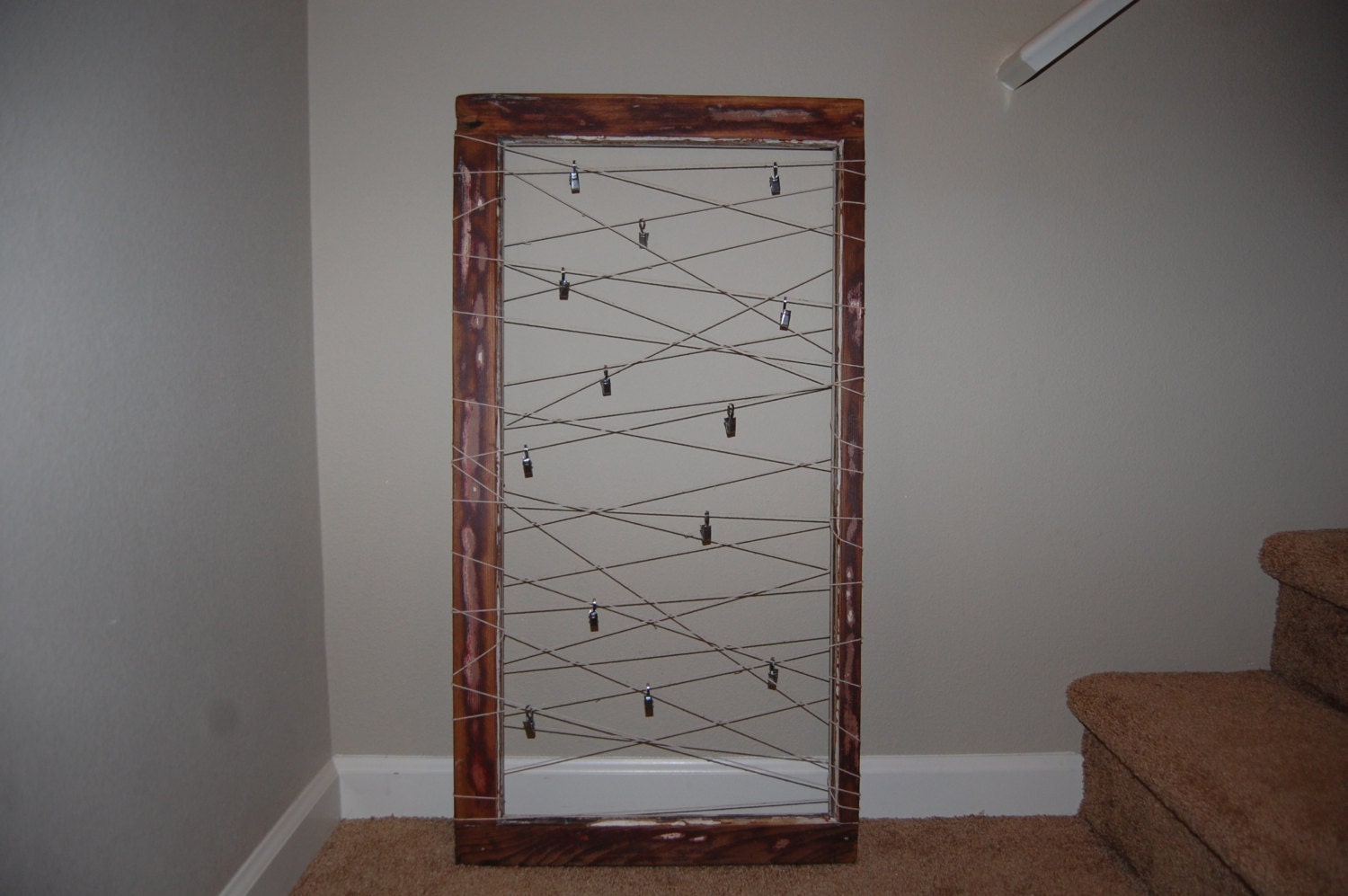 Wood WIndow Picture Frame with Strings for by HandmadeByHarrison