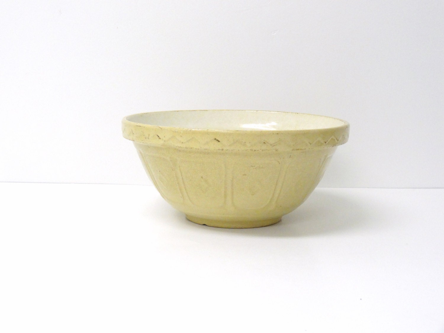 Antique Mason Yellow ware Stonware Bowl, Vintage Stoneware, Rustic Country Kitchen Decor - NewfoundFinds