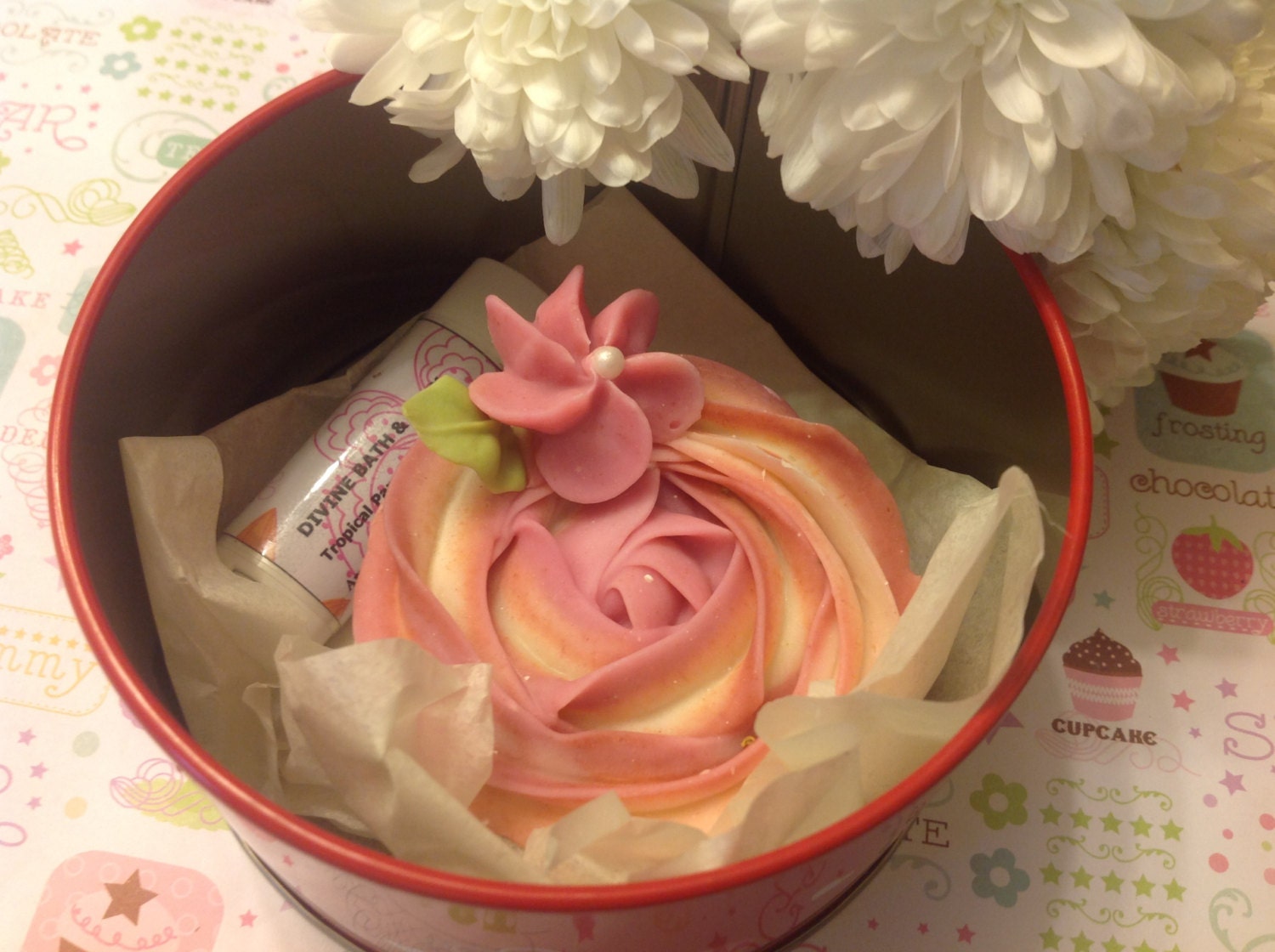 valentine mothers day easter soap -lip balm heart tin Buttercream cupcake goatmilk Birthday wedding baby shower favors gift box Cold process