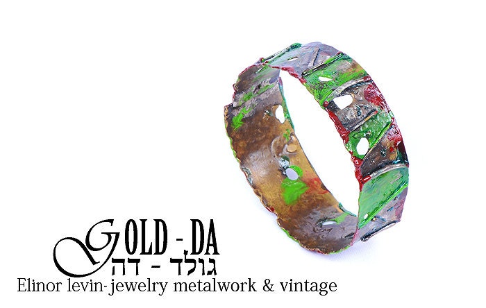 bracelet metal ,bangle ,Metalwork, big bracelet, bangle bracelet , free shipping , red bracelet , green bracelet , brass bracelet