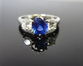 1.63 Carat Cushion Cut Blue Ceylon Sapphire with Antique Head Engagement or Cocktail Ring RGSA30