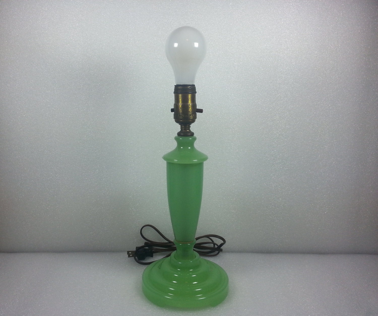 Vintage Houzex Jadeite Glass Table Lamp