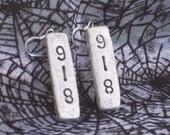 Original Police Code Earrings 918 Insane Crazy Geek Nerd Freak Goth Handmade Rectangular Dangle