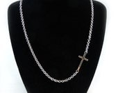 Sterling Silver Small Side Cross Necklace