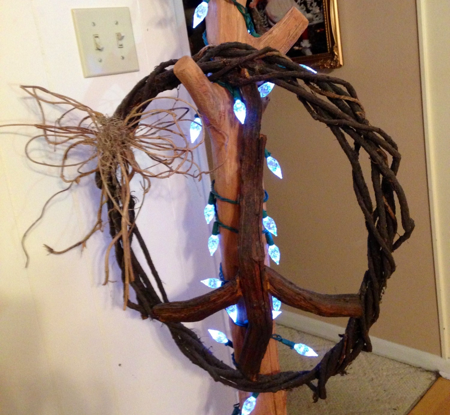 Peace Sign Wreath/Wall Art with Bow