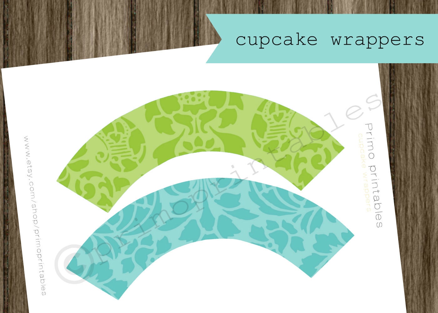 Easter cupcake wrappers INSTANT DOWNLOAD turquoise and green wraps DIY printable decorations Il_170x135