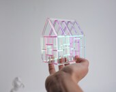 Iridescent colorful acrylic frame house - pastel rainbow mirrored palette