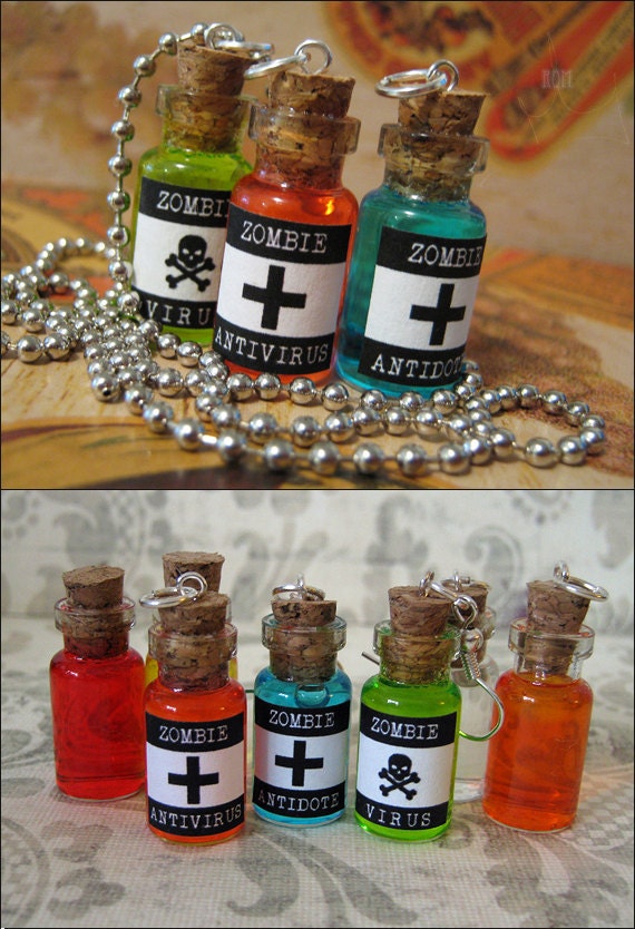 Zombie Virus / Anti-Virus / Antidote 1ml Necklace & 1ml Earring Set ...