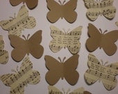 Butterfly die cut/butterfly punch/Vintage Songbook & Kraft Butterflies-Weddings, Scrapbooking, Cards, Tags, Parties