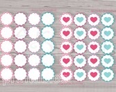 Valentine Circle Tags 2 in Scalloped Round Blank Tags Heart Circle Tag Instant Download PDF PNG file