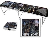 Custom New York / Seattle City Skyline 8 Ft Beer Pong Table Regulation Size Portable