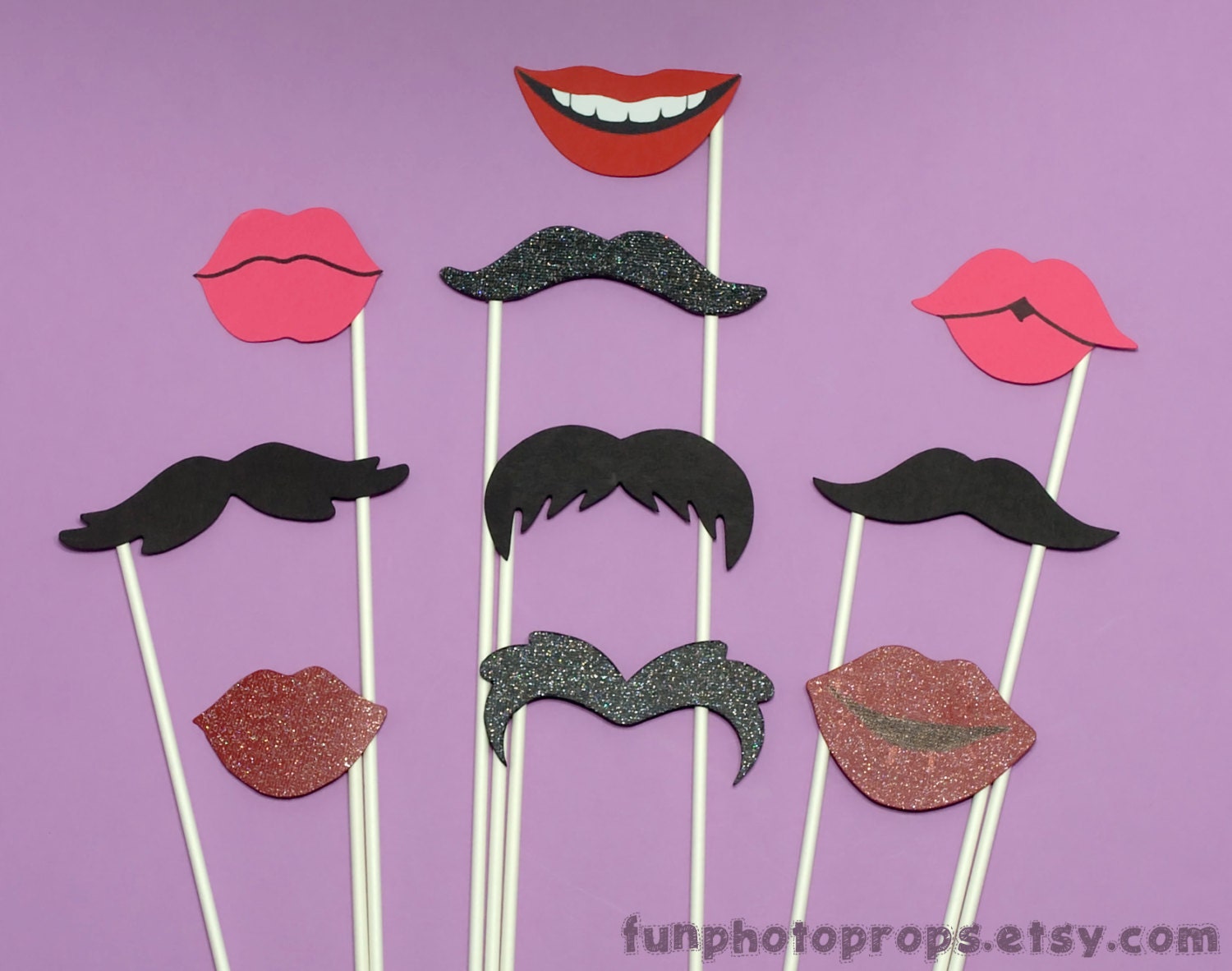 Glitter Photo booth Prop Set - Photo Booth Props 10 Piece Party Set - Wedding Photo Prop Set Il_170x135