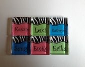 Personalized Magnets, set of 6 - party favors, bridal shower, bachelorette party, sweet 16, birthday, colorful fun animal print magnets