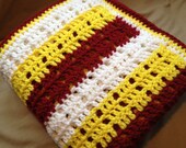 Crochet Burgundy,White, and Yellow Blanket