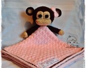 Instant Download - PDF Crochet Pattern - Monkey Security Blanket (Size 17" by 17")