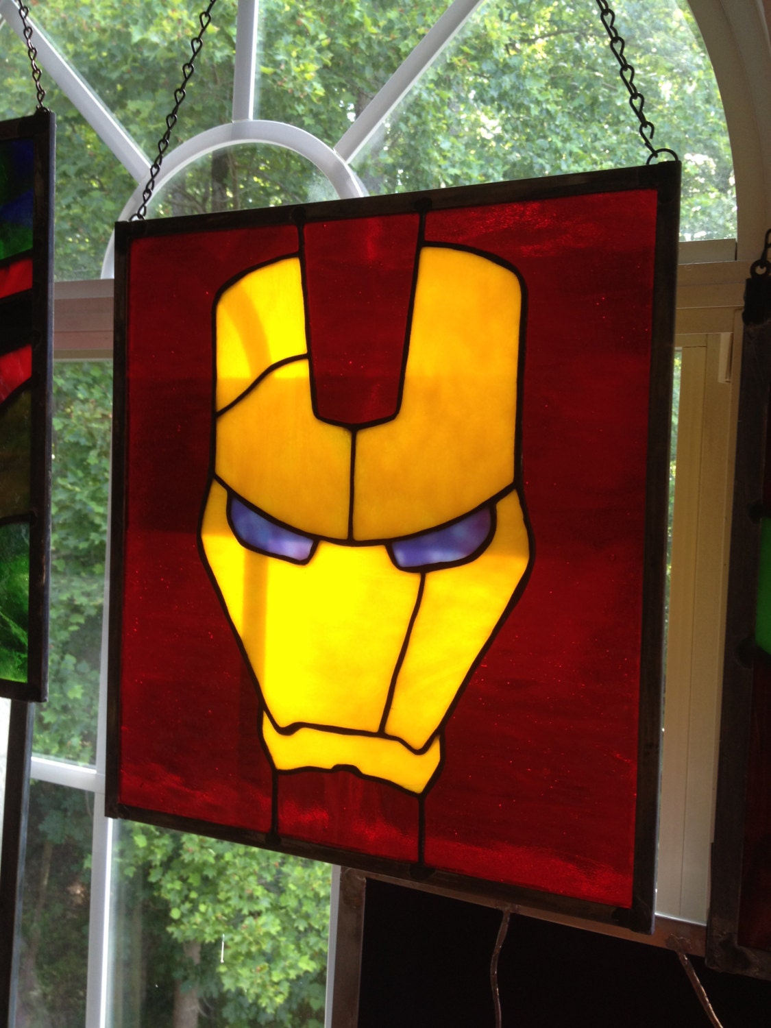 Iron Man Minimalist stained glass