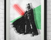 Darth Vader Poster, Star Wars Print, Jedi, Sith, Geeky, Printable, Digital Download, Light Saber, Grunge