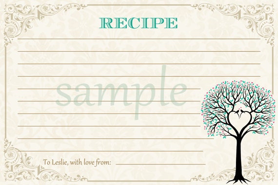 Love Birds Tree Recipe Card - Printable Il_570xn