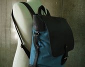 Dusty Blueish Teal Green Cotton Canvas Men Women Backpack/ School Bag/Laptop Bag/ Work Bag/Casual Bag/All Purpose Bag/ Travel Bag - BP001