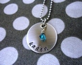 Personalized Necklace with Birth Stones - Hand Stamped Stainless Steel SHIPPED in 10-14 Days SHIPPING TIME 3-5 Days