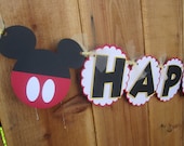 Red Mickey Mouse Birthday Banner