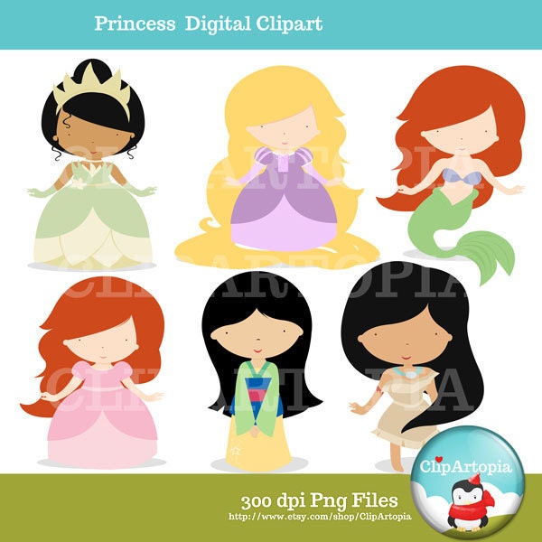 Princess Cute Princess Digital Clipart For Personal and Commercial Use/ INSTANT DOWNLOAD Il_170x135