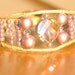Women's Crystal and Pink Pearl Wrap Bracelet with Bronze Button Closure READY TO SHIP