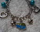 Handmade Beaded Adjustable Bracelet Blue with VW style camper Van charm Ideal Gift, Present