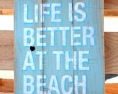 CUSTOM BEACH SIGN - Rustic Beach Sign Wall Hanging - Hand Painted Using Reclaimed Wood Pallet - Rustic Wall Decor