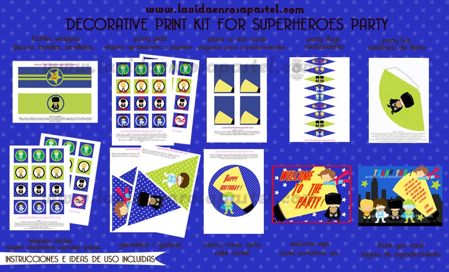 Superheros Printable Birthday Party Decor Il_170x135