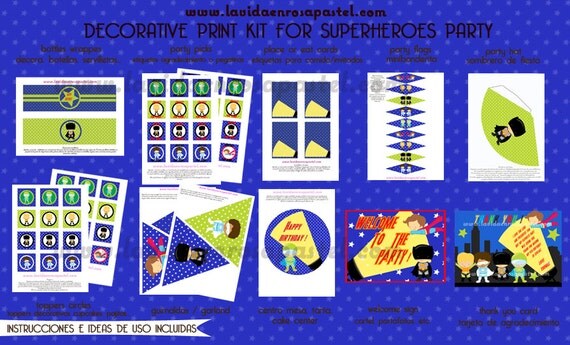 Superheros Printable Birthday Party Decor Il_570xn