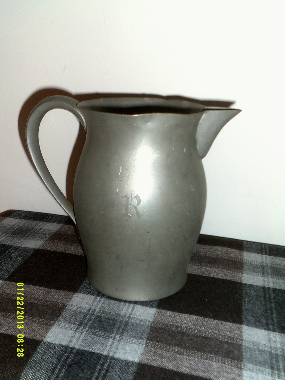Antique Cornwall Pewter Heavy Water Pitcher by HannahsAtticMt