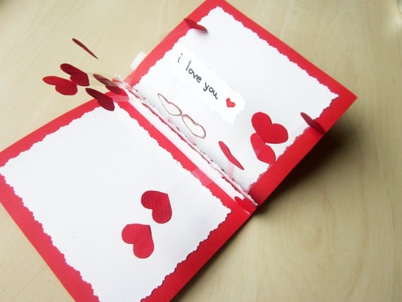 Buy e greeting cards gifts anniversary - Hearts Pop up Love Card, Anniversary Card, Pop Up Heart Card, Handmade, I Love You, Spinning Card, Gift Card  for Him / Her, Your Message