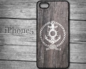 Anchor iPhone 5  case nautical wood print hard cover preppy snap on cases wooden texture