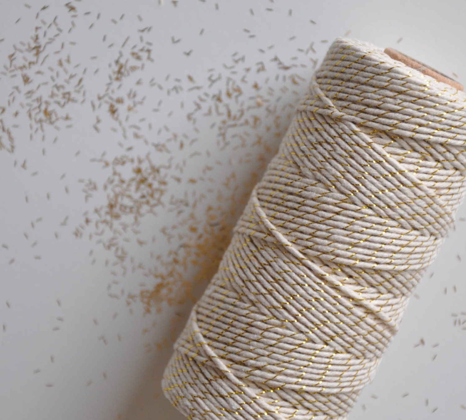 Gold Glitter Twine, Metallic Cotton, Shimmer, Baker's Twine