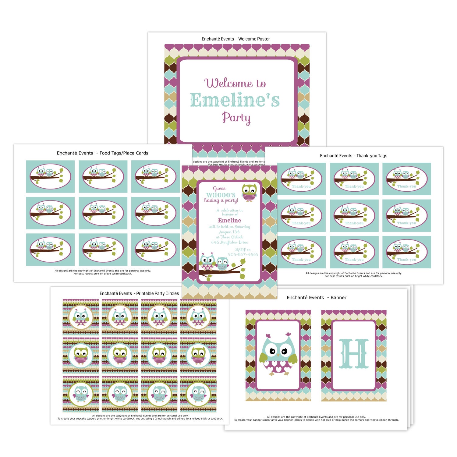 PRINTABLE Owl Party Collection - Basic Il_170x135