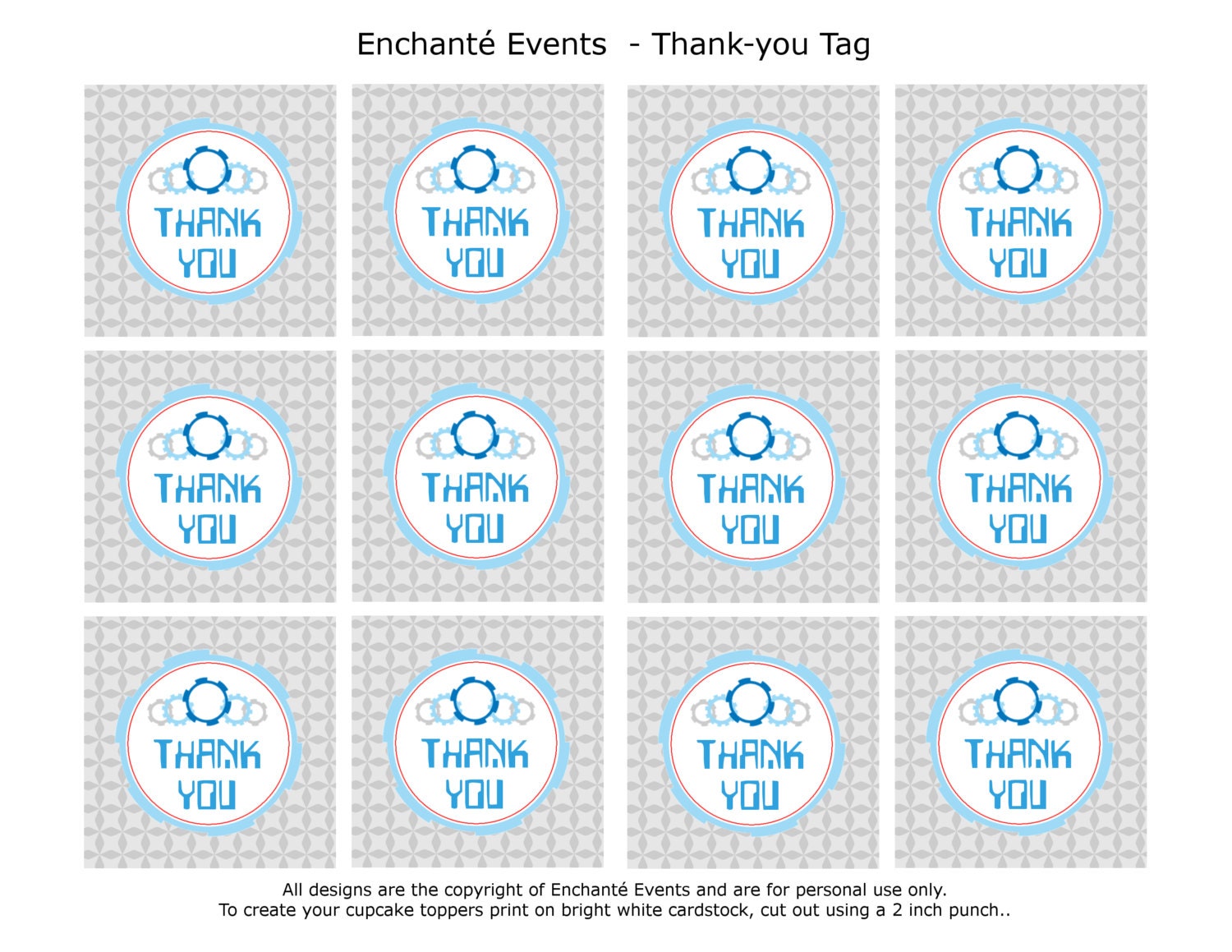 PRINTABLE Robot Thank-you Tags Round Il_570xn
