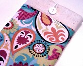 Kindle Cover, Kindle Paperwhite Cover, Kindle Touch Cover, Kindle Fire Cover, Nook Cover, and more, with front pocket in Paisley Spring