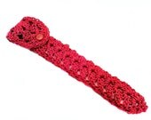 Nail File Holder, Emery Board Case, Gift Crochet Lace Red Lipstick Case by Knit Blossom Nail File Pouch
