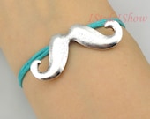 Bracelet-mint green bracelet ,Moustache bracelet, retro Beard bracelet ,friendship gift,bridesmaid bracelet,Best Chosen Gift