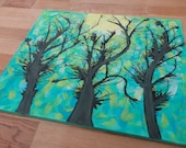 ORIGINAL Painting Contemporary Fine Art Modern Acrylics Abstract Floral " Trees" Nature Paradise.  Free shipping