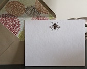 Bumble Bee Embossed Flat Note Card Mini Set with Natural Lined Envelopes