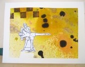 Mixed Media Collage Art,  Collage Cards, Handmade Watercolor Cards