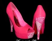 Pink & silver suede Women/Ladies concealed platform peeptoe high stiletto heel shoes made with Ankara wax print African fabric
